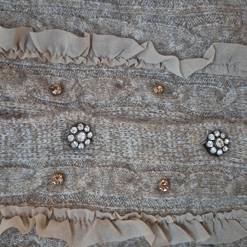 Anthropologie Maeve Short Sleeve Embellished Ruffle Cardigan Size L, New! - Picture 10 of 14